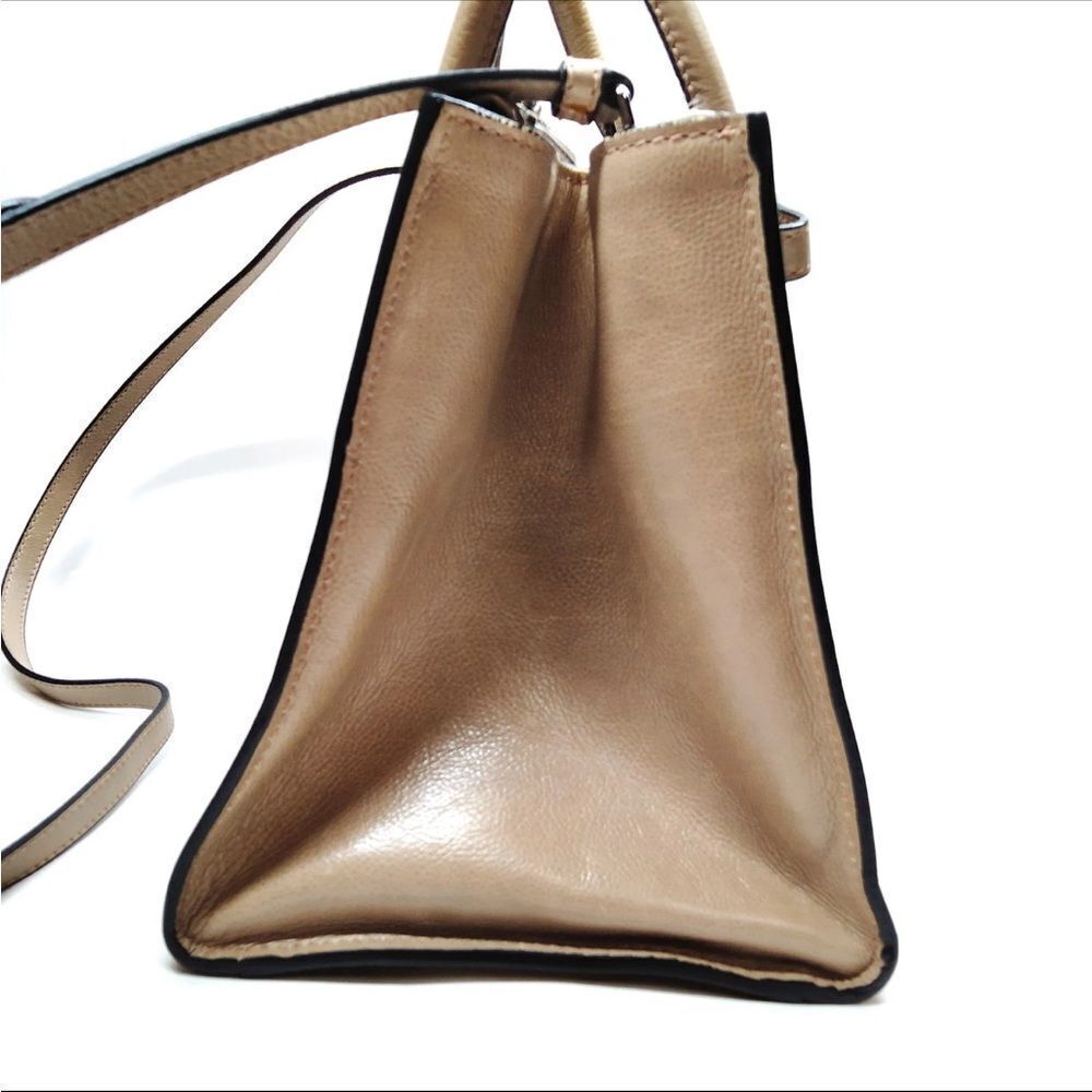 Auth PRADA Glacé Tan Calf Twin Pocket City 2way Tote Bag Satchel w/Strap - Picture 3 of 9